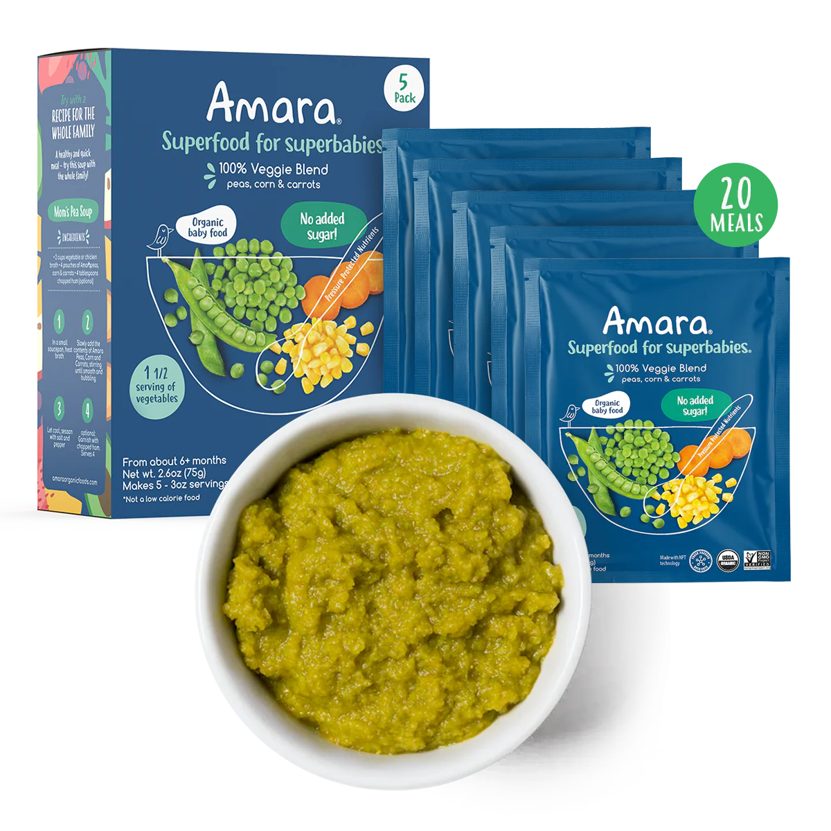 2PACK-100% Veggie Blend: Peas, Corn & Carrots